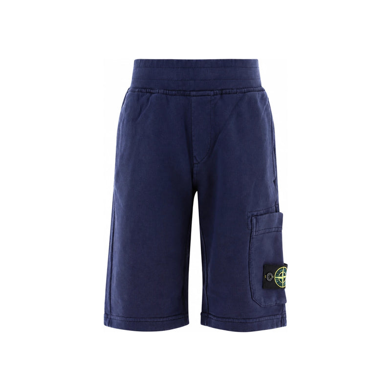 STONE ISLAND Dark Blue Woven Badge Cargo Training Shorts Women