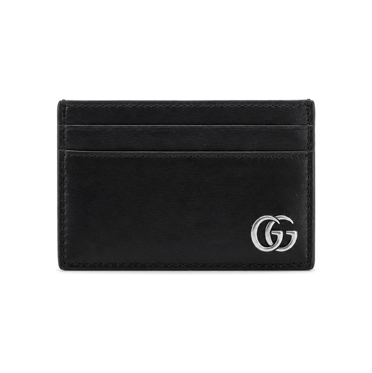 GUCCI Silver Logo Leather Card Holder Wallet for Men