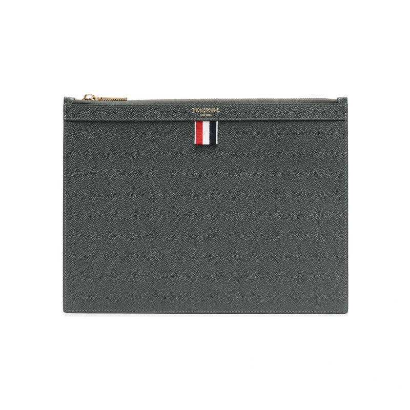 THOM BROWNE Pebble Grain Small Clutch Bag Dark Gray
