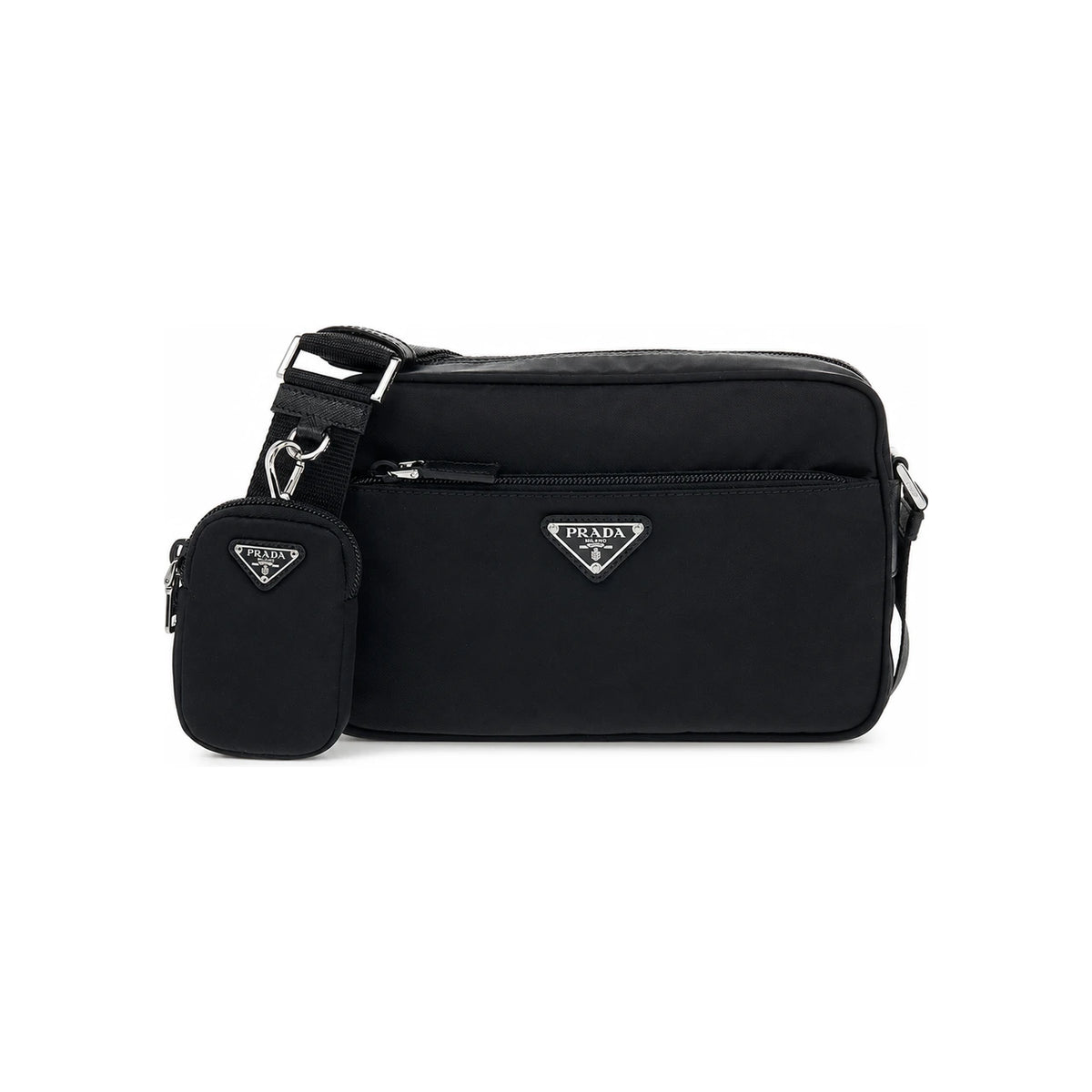 PRADA Re-Nylon Unisex Messenger Bag Black Crossbody