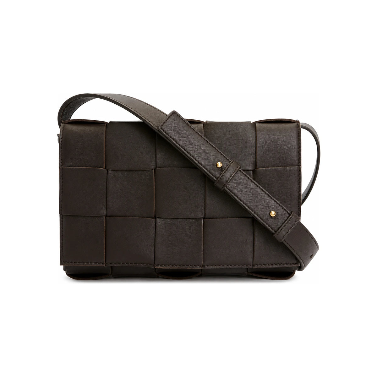 Bottega Veneta Intrecciato Leather Crossbody Bag Brown