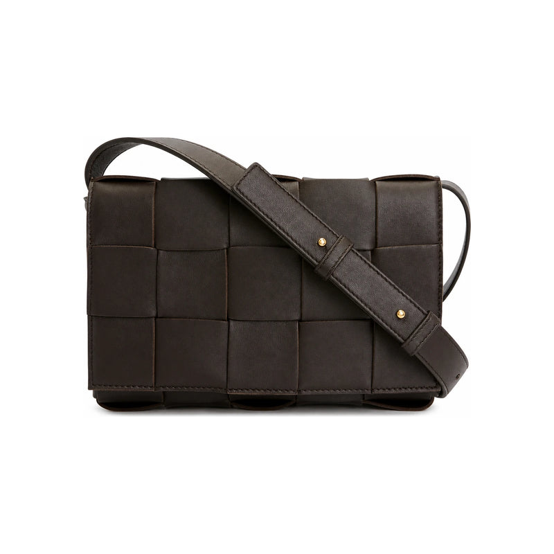 Bottega Veneta Intrecciato Leather Crossbody Bag Brown