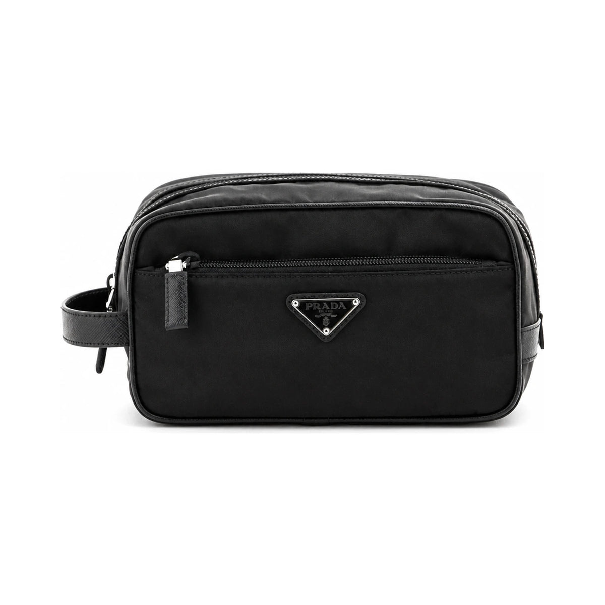PRADA Re-Nylon Saffiano Leather Travel Clutch Bag Black Men’s