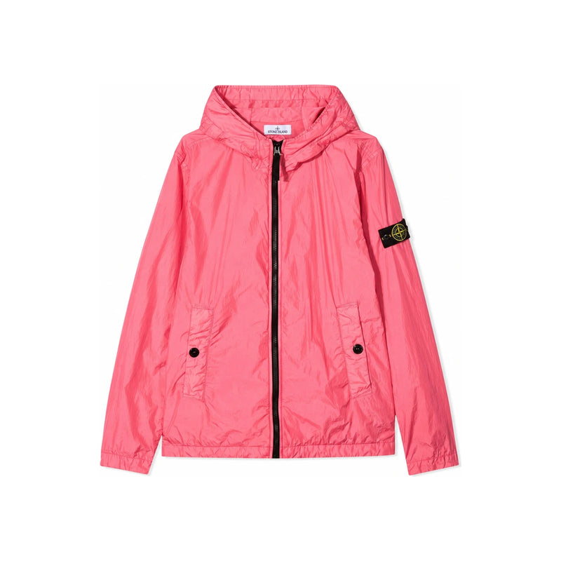 STONE ISLAND Kids Women Hooded Jacket Pink Woven Badge