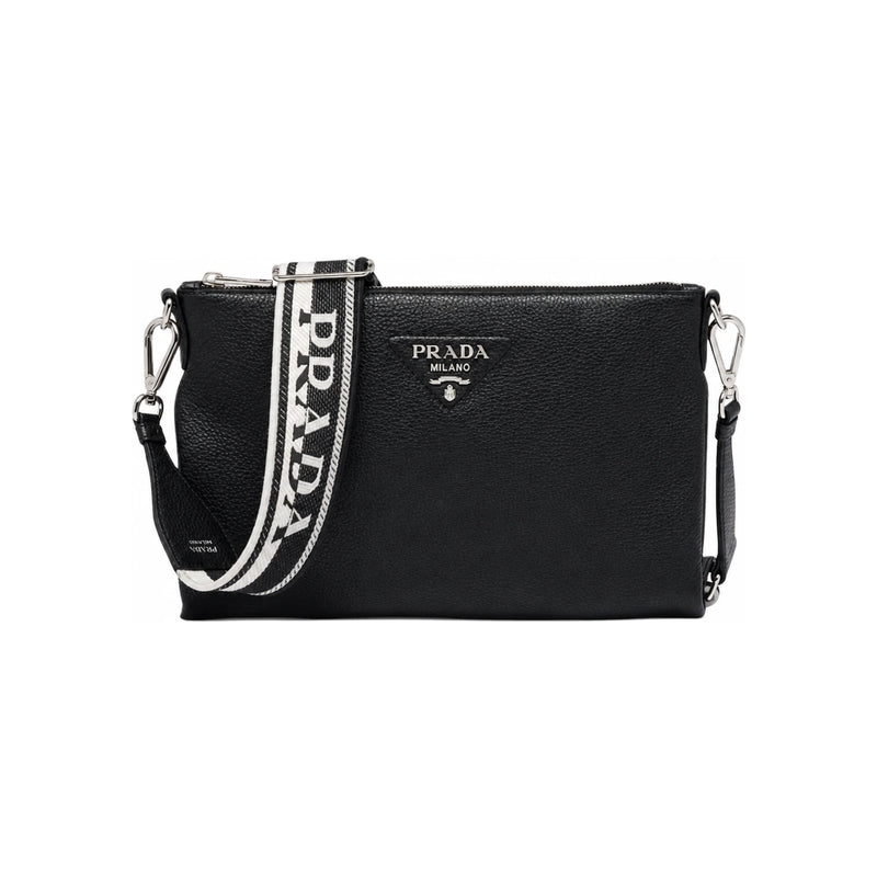 PRADA Vitello Daino Leather Crossbody Shoulder Bag Black 1BH050 2DKV F0002
