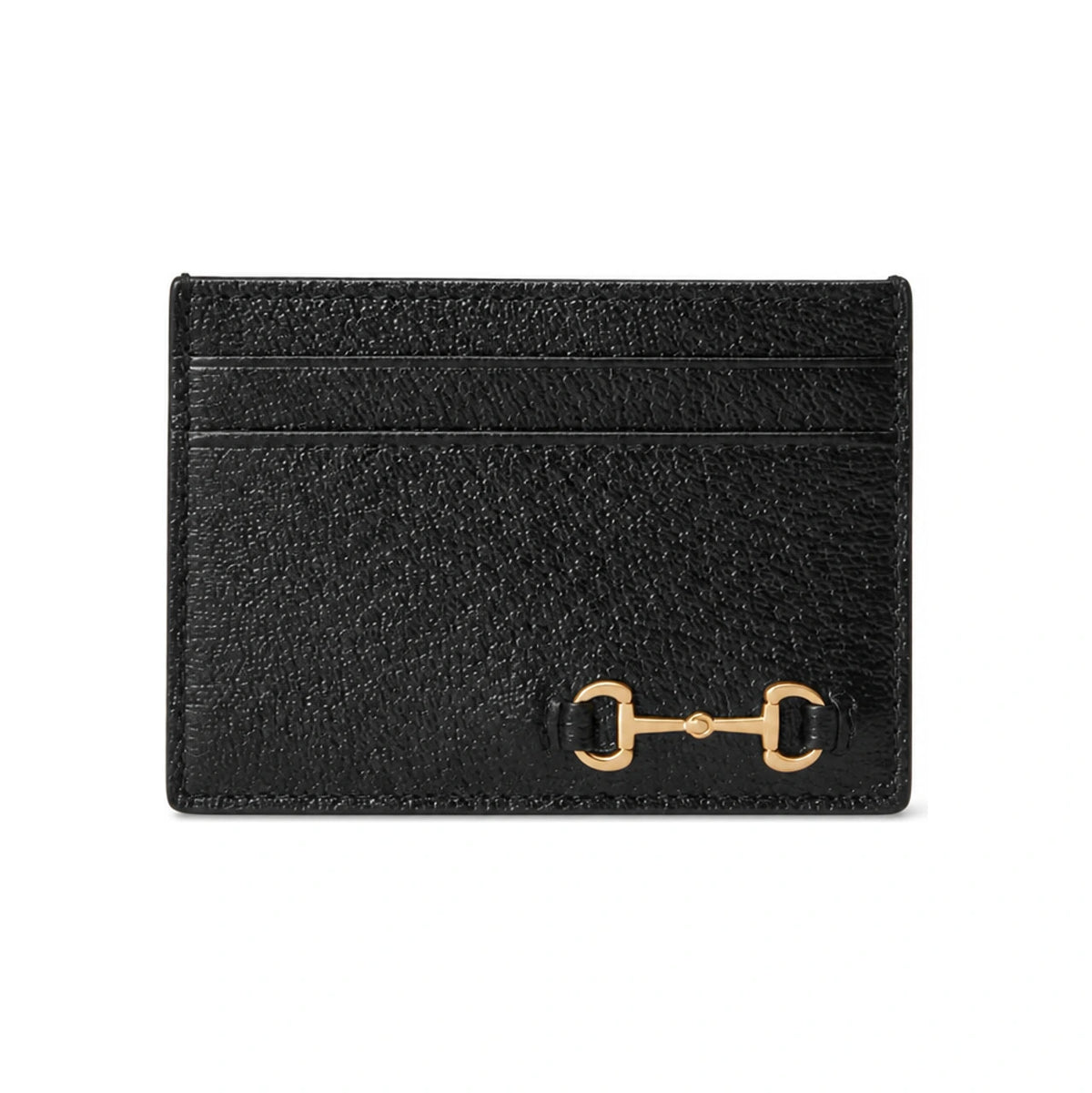 GUCCI Black Leather Horsebit Card Holder Wallet