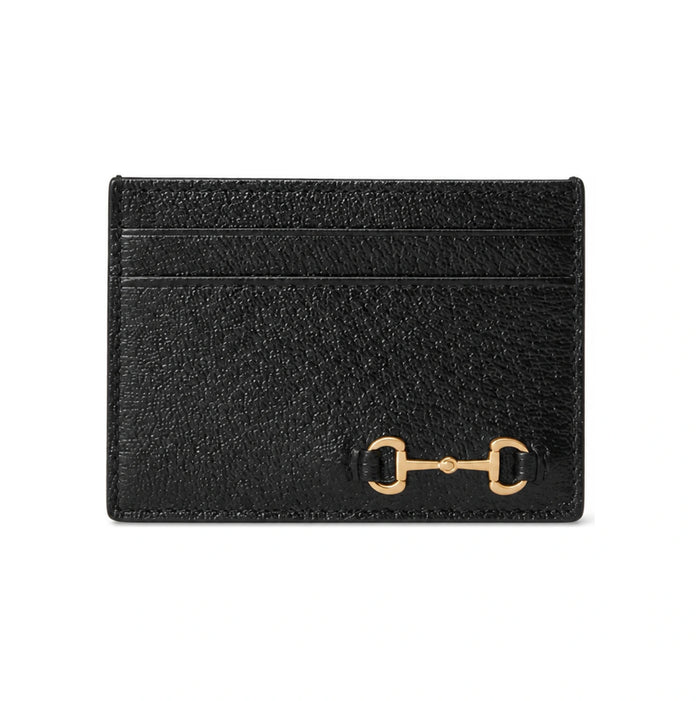 GUCCI Black Leather Horsebit Card Holder Wallet