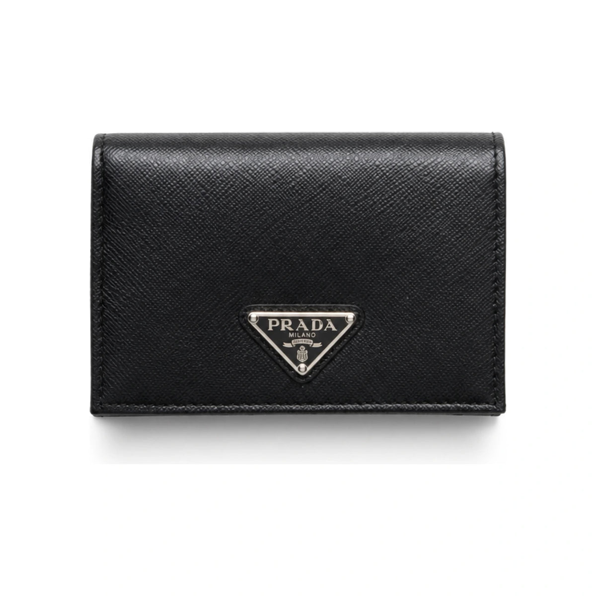 PRADA Women's Saffiano Leather Triangle Logo Bifold Wallet