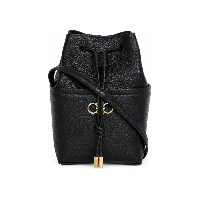 Ferragamo Gancini Mini Black Leather Shoulder Crossbody Bag