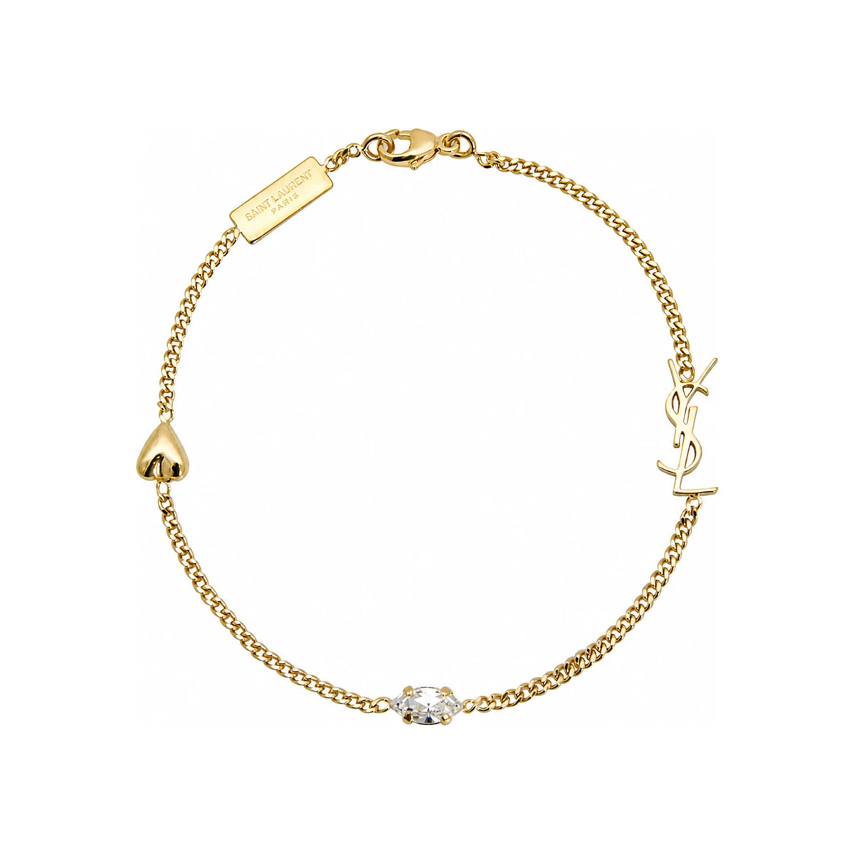 Saint Laurent Cassandra Heart Charm Bracelet Silver-Tone Jewelry