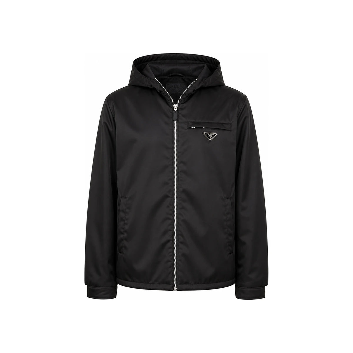PRADA Logo Re-Nylon Hooded Jacket Black Men’s