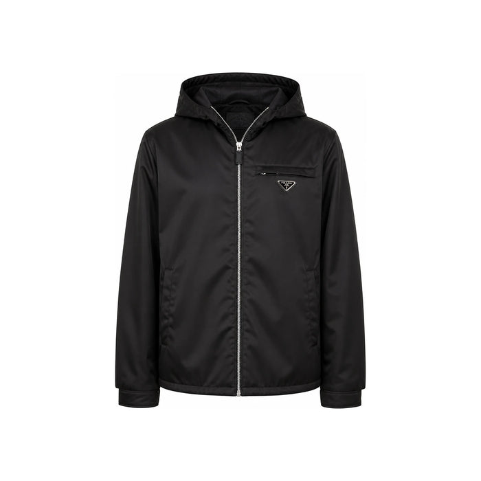 PRADA Logo Re-Nylon Hooded Jacket Black Men’s
