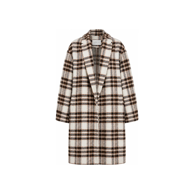 Isabel Marant GABRIEL Check Wool Coat Ecru