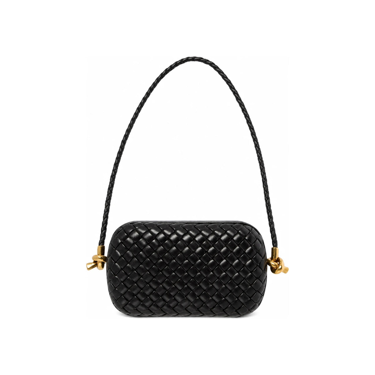Bottega Veneta Strap Knot Minaudiere Shoulder Bag Black Leather
