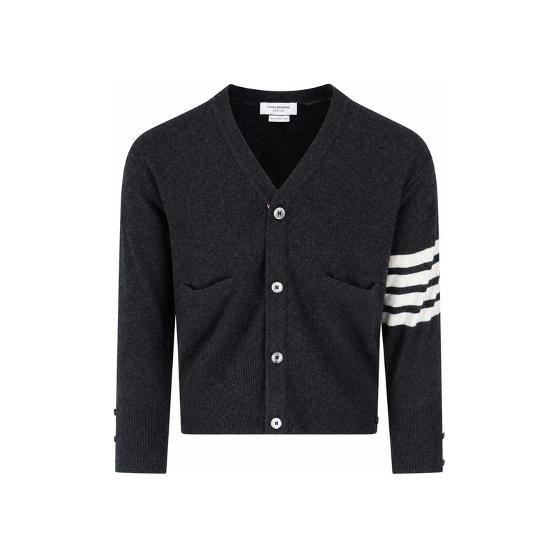 THOM BROWNE Men’s Cropped Cardigan Gray Knit