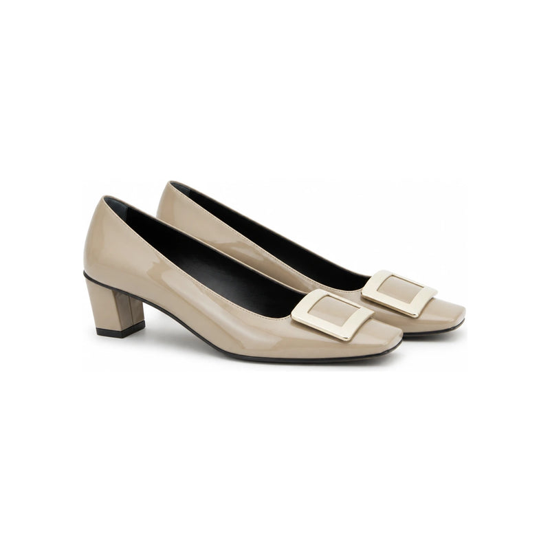 Roger Vivier Beige Patent Belle Vivier Pumps