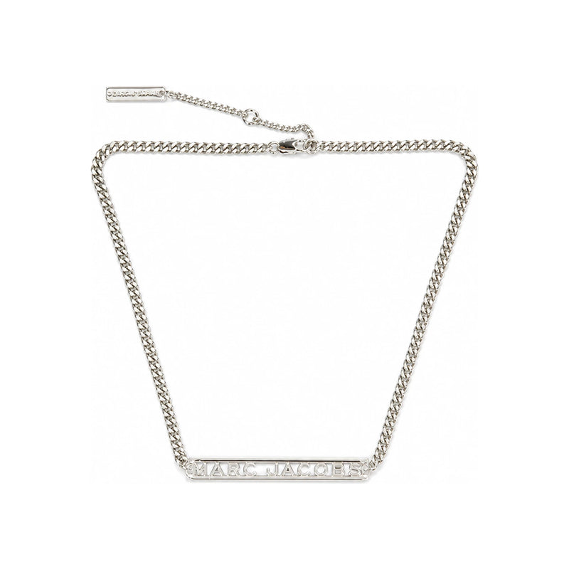 Marc Jacobs Logo Monogram Chain Necklace Silver Tone