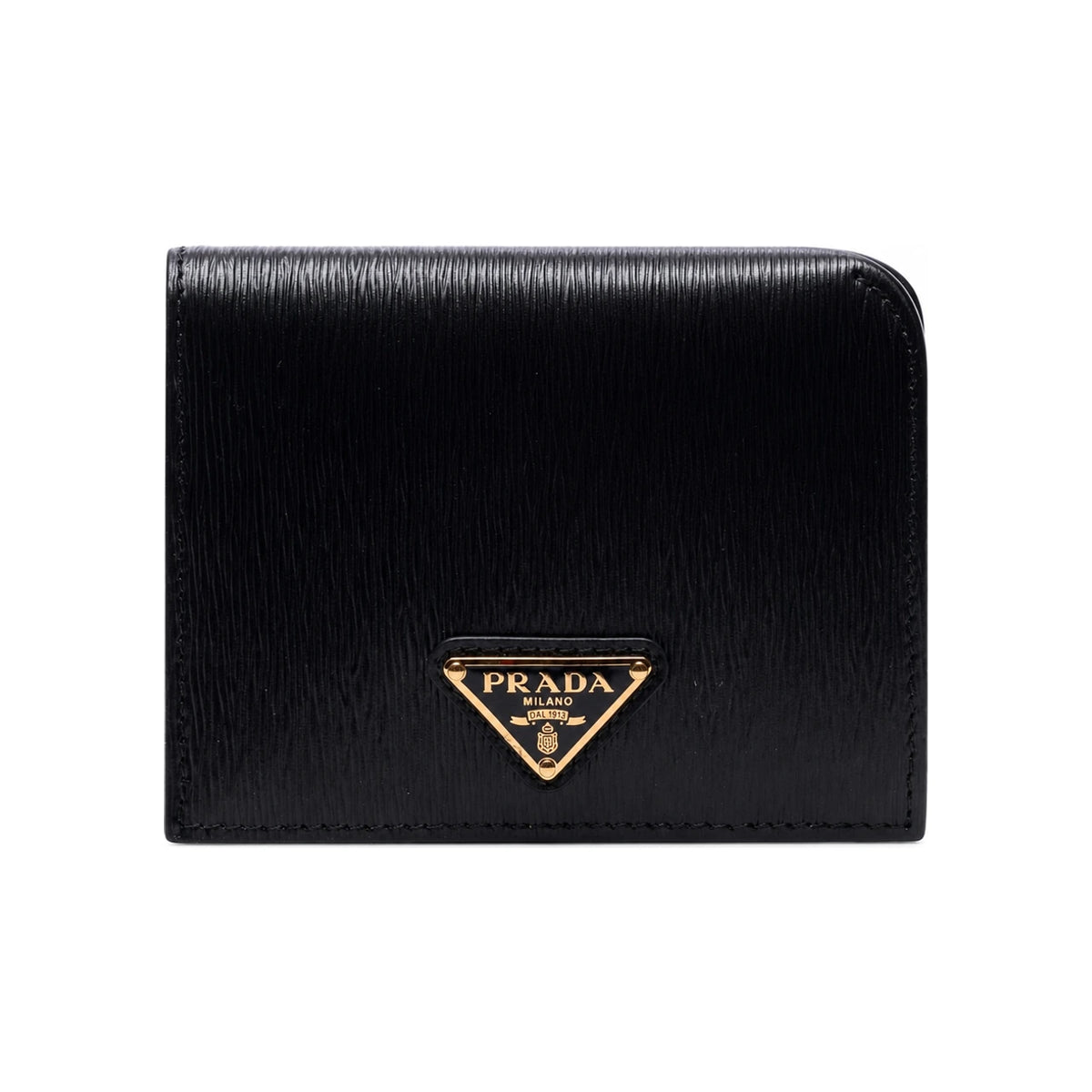 PRADA Vitello Leather Folding Wallet Black