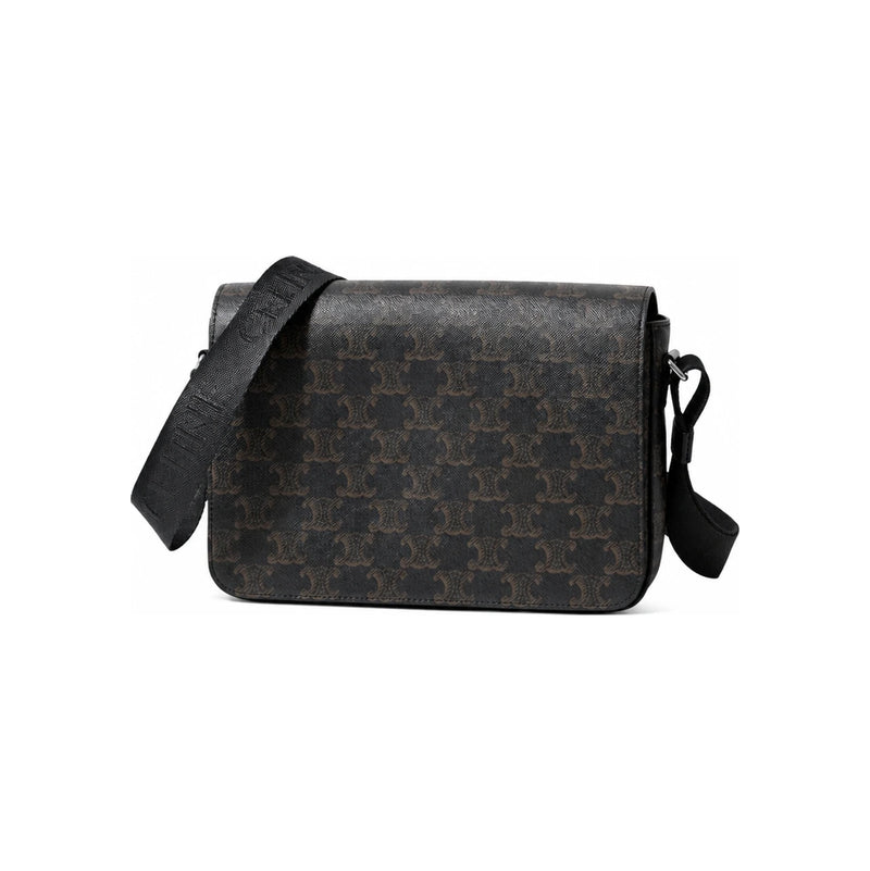 CELINE Triomphe Messenger Crossbody Bag Shoulder Bag Gray Leather