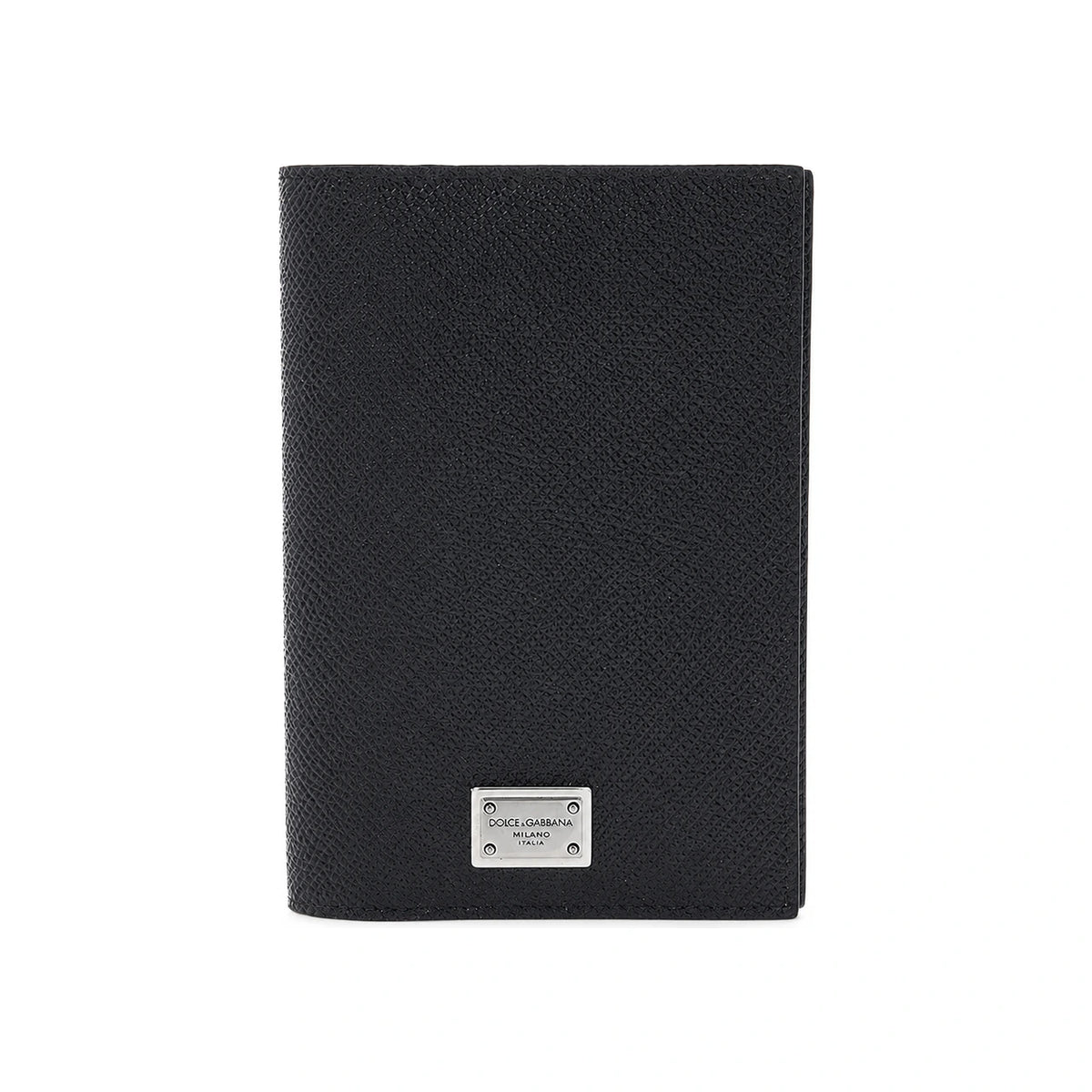 D&G Men's Logo Tag Leather Passport Wallet Black