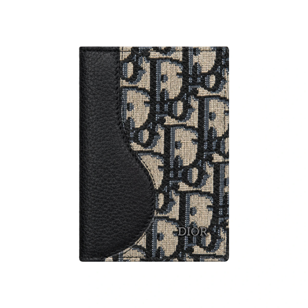 DIOR Marquetry Navy Leather Card Holder Unisex