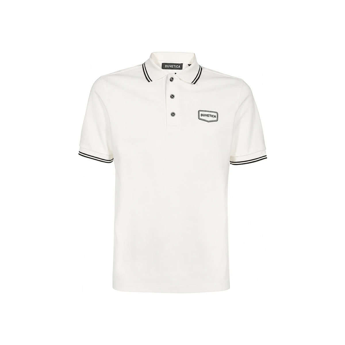 Duvetica Logo Lined Collar Polo T-Shirt Ivory