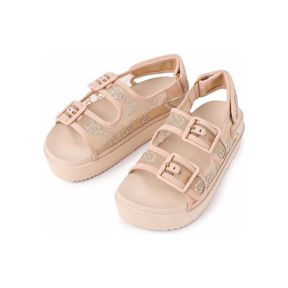 GUCCI Crystal GG Sandals Women’s Black Leather Sandals