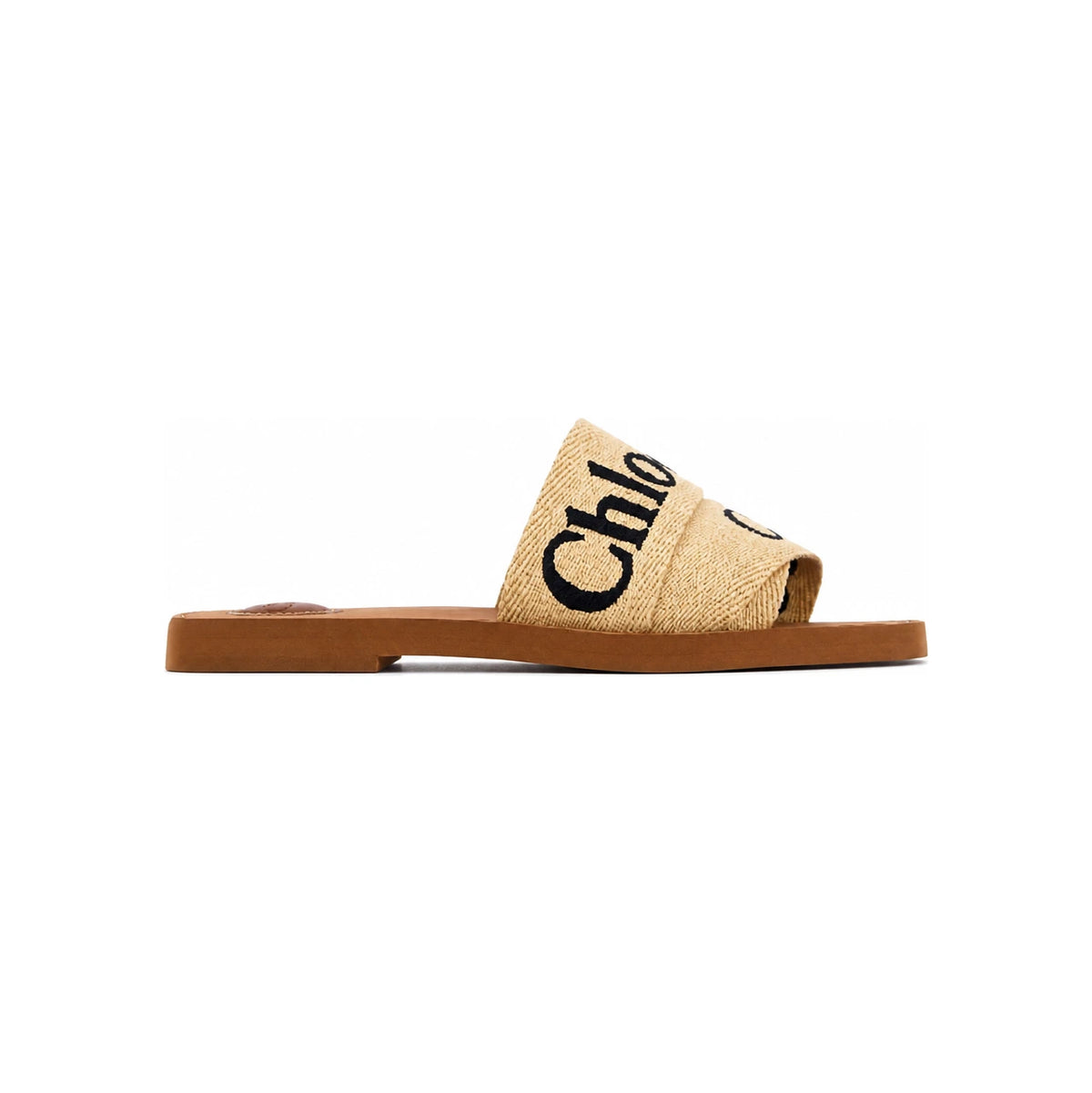 Chloe Woody Logo Strap Sandals Coffee Brown