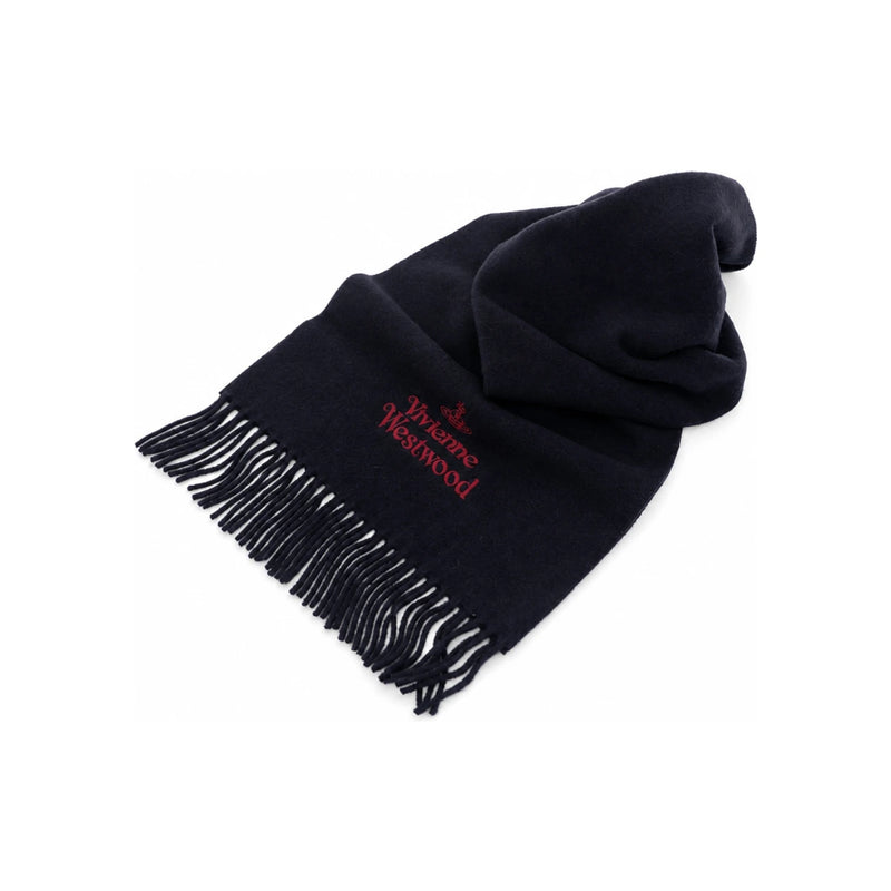 Vivienne Westwood Wool Logo Scarf Navy Unisex