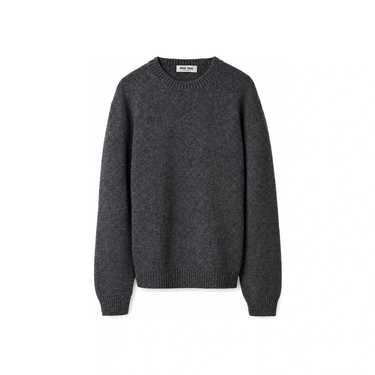 Miu Miu Back Logo Cashmere Crewneck Sweater Gray