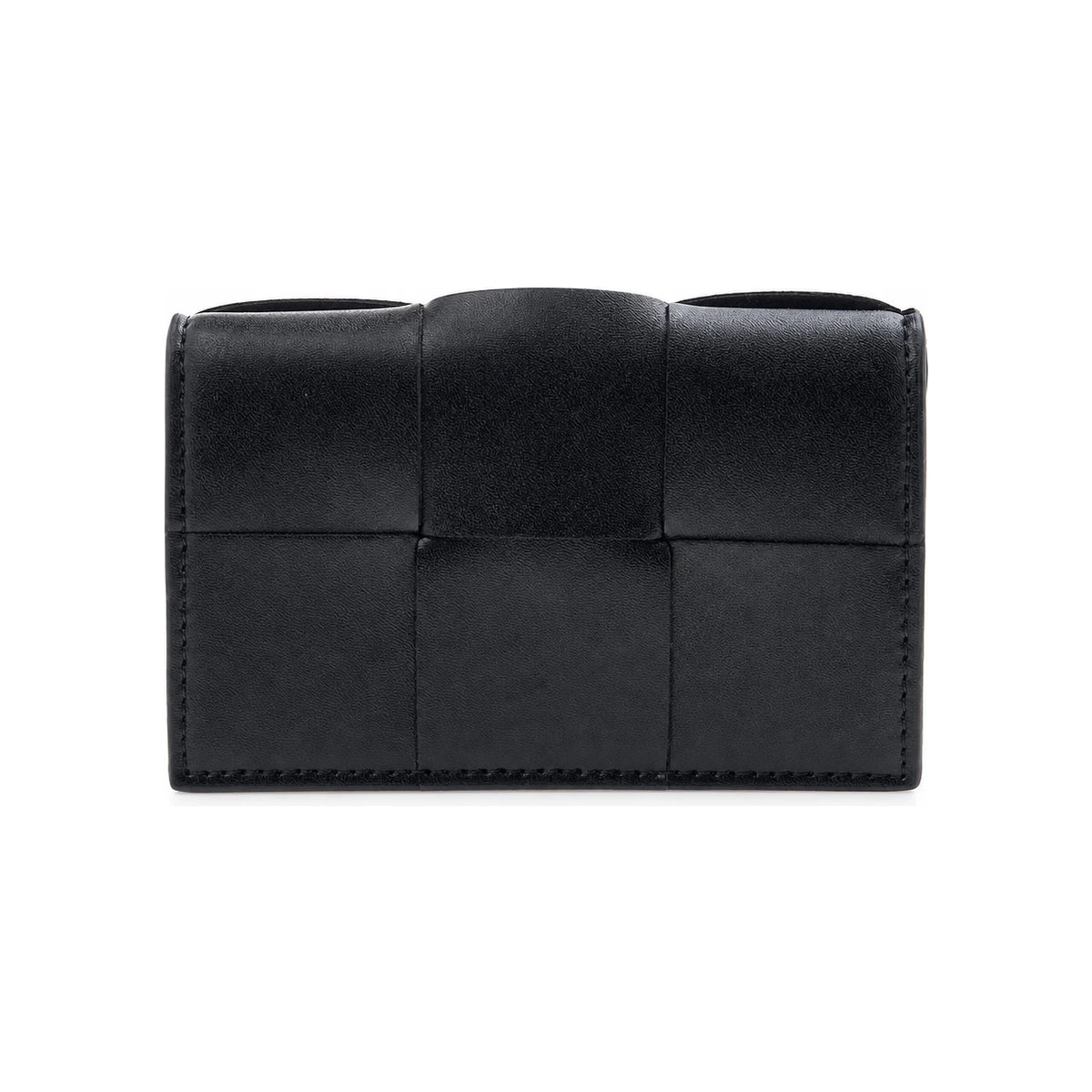 Bottega Veneta Cassette Card Case Black Leather Unisex Wallet
