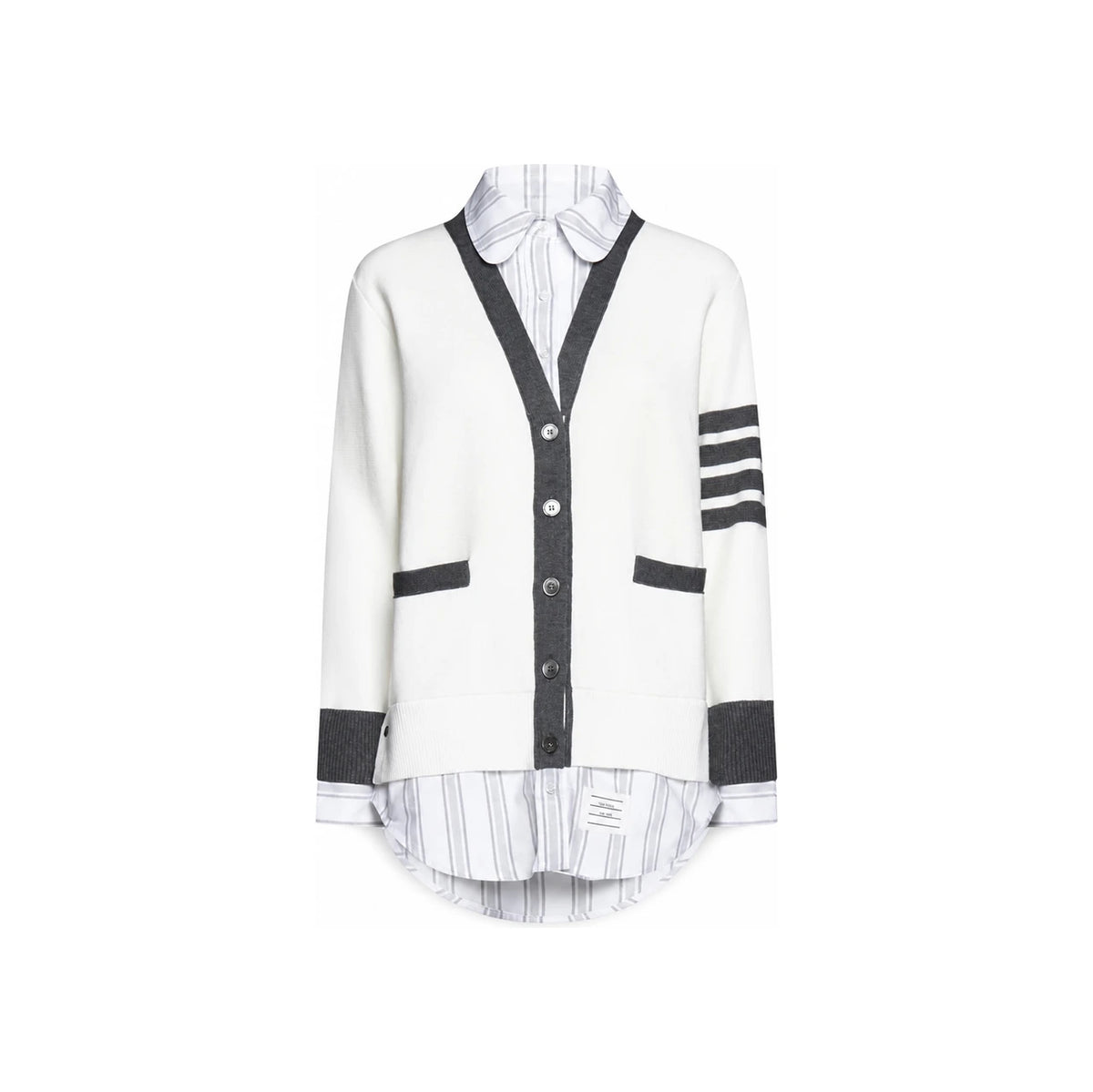 THOM BROWNE Women's 4-Bar Stripe Oxford Shirt Cardigan FKC534A Y3007 100
