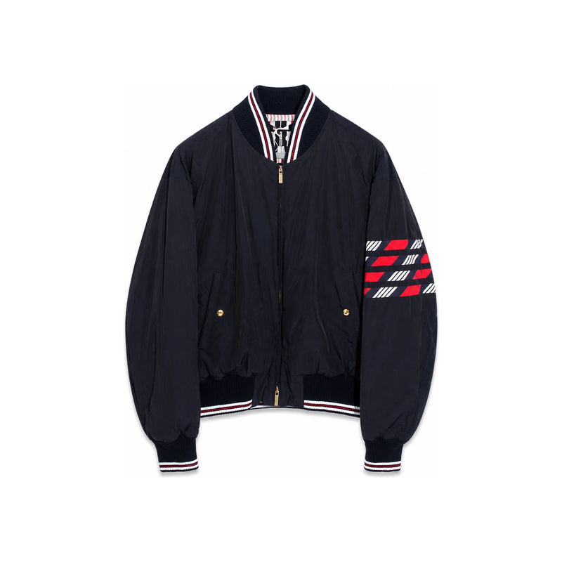 THOM BROWNE 4-Bar Navy Bomber Puffer Jacket MJD103Y 07259 415