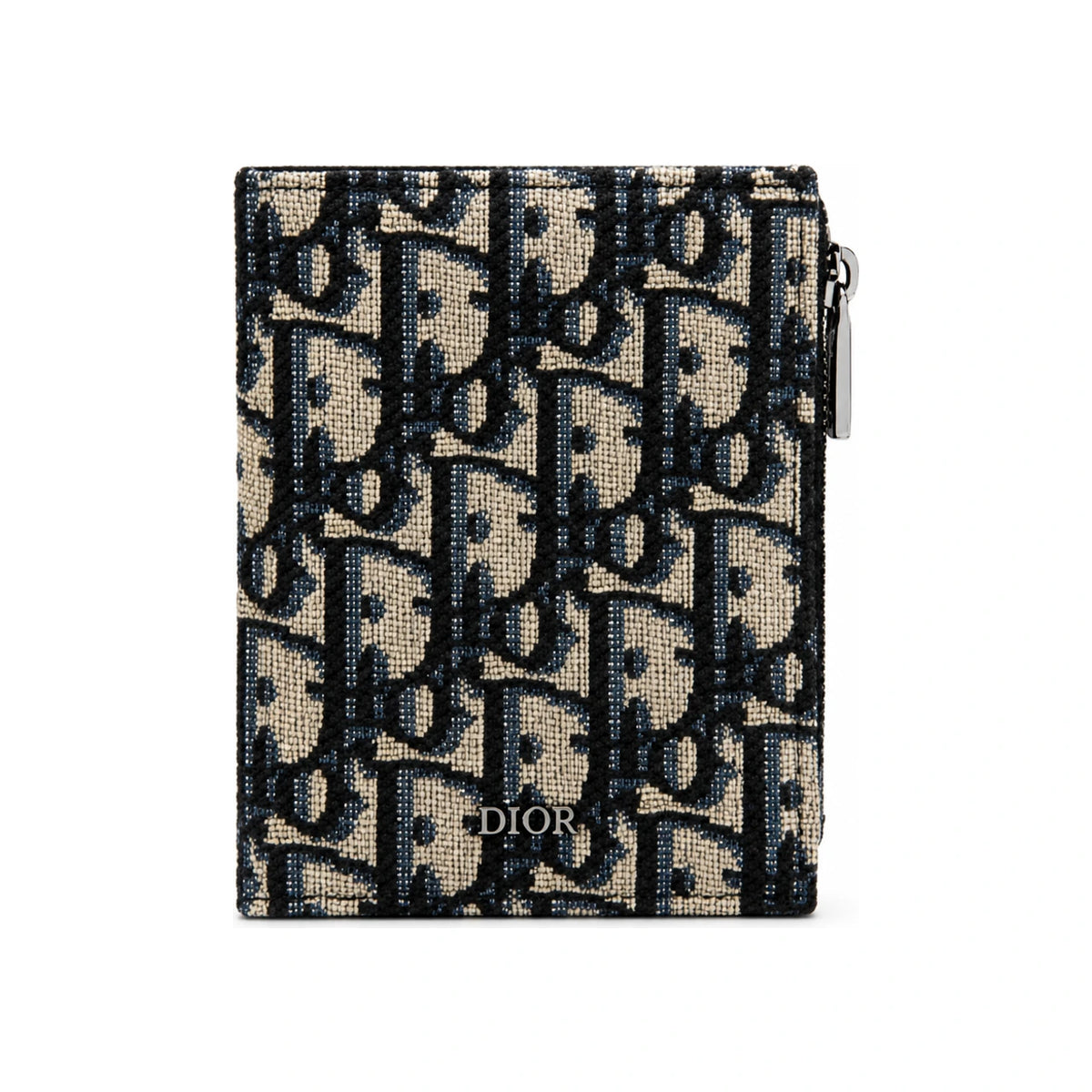DIOR Beige Black Oblique Jacquard Bifold Card Holder