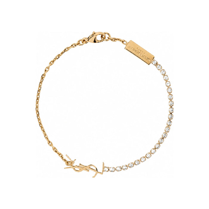 Saint Laurent Women's Cassandre YSL Logo Rhinestone Charm Bracelet