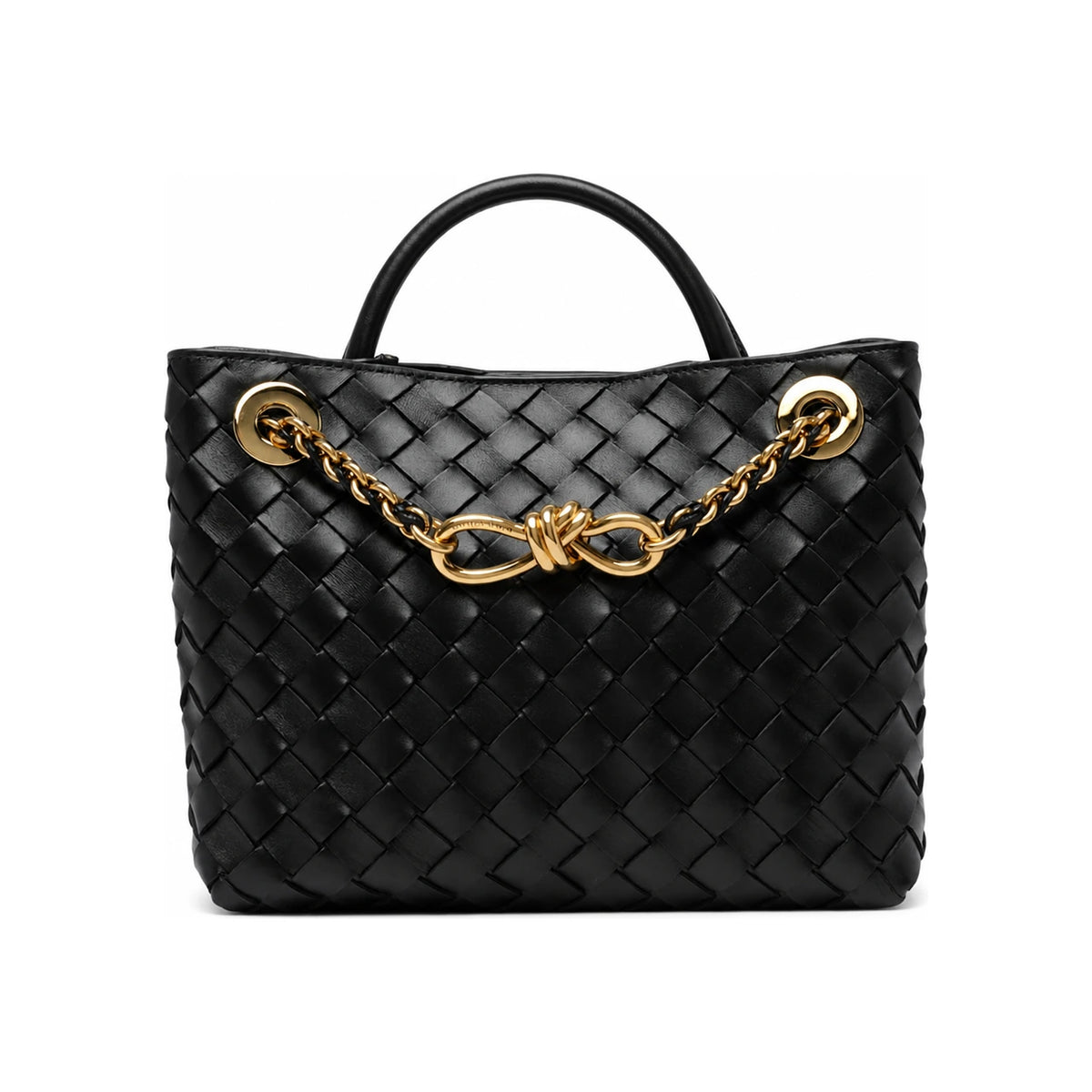 Bottega Veneta Andiamo Small Leather Tote Bag Black