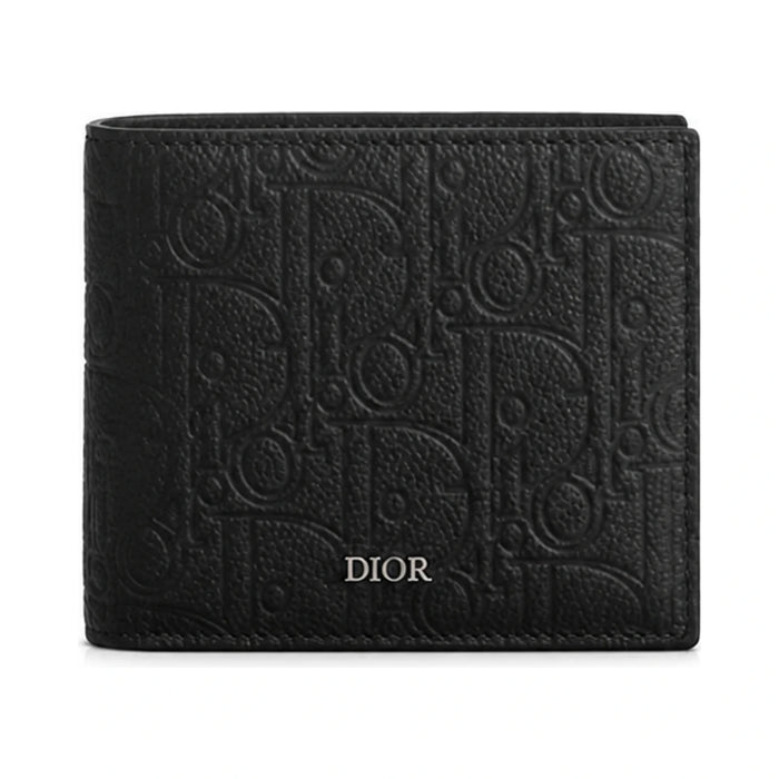 DIOR Calfskin Leather Bifold Wallet Black Men's Accessory