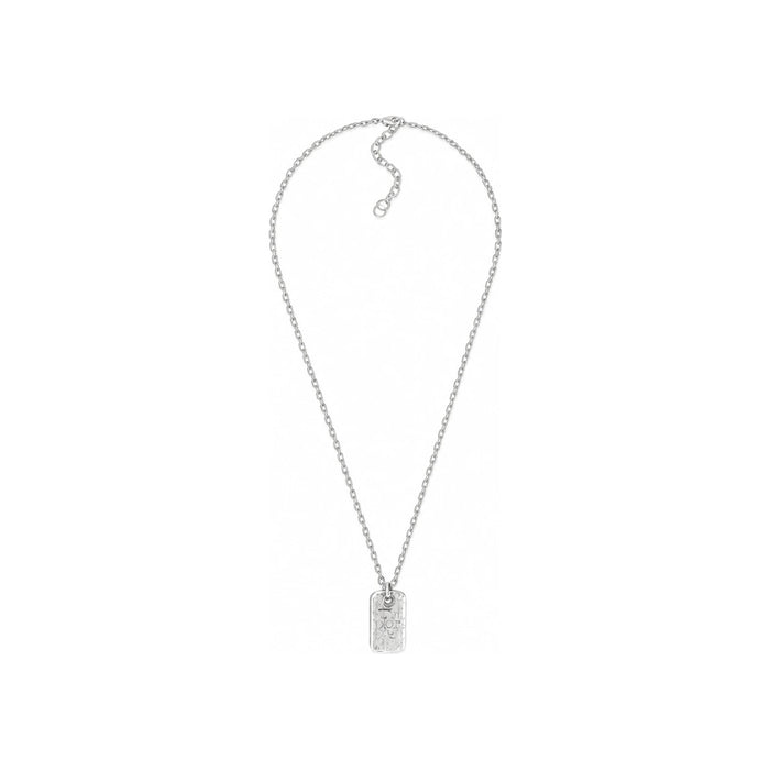 DIOR Oblique Plate Pendant Necklace Silver-Finish Brass