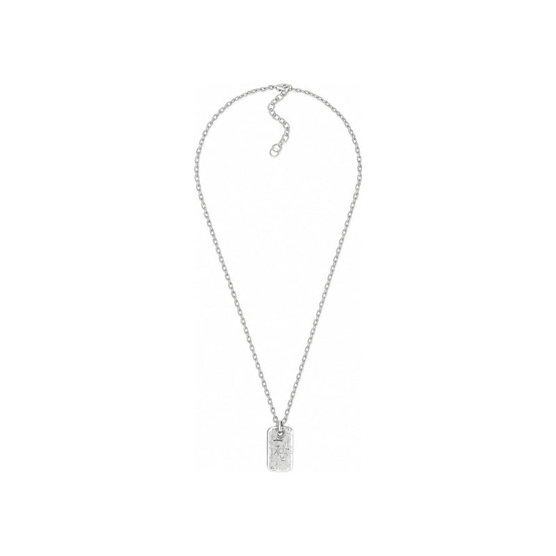 DIOR Oblique Plate Pendant Necklace Silver-Finish Brass