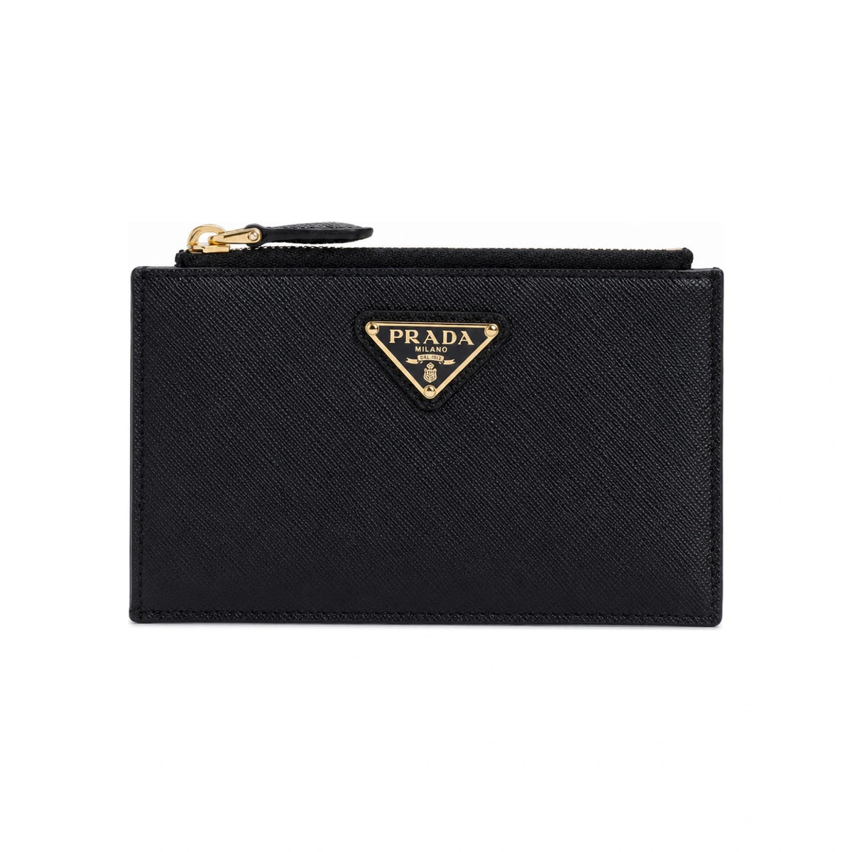 PRADA Leather Triangle Logo Women’s Card Holder Wallet Black