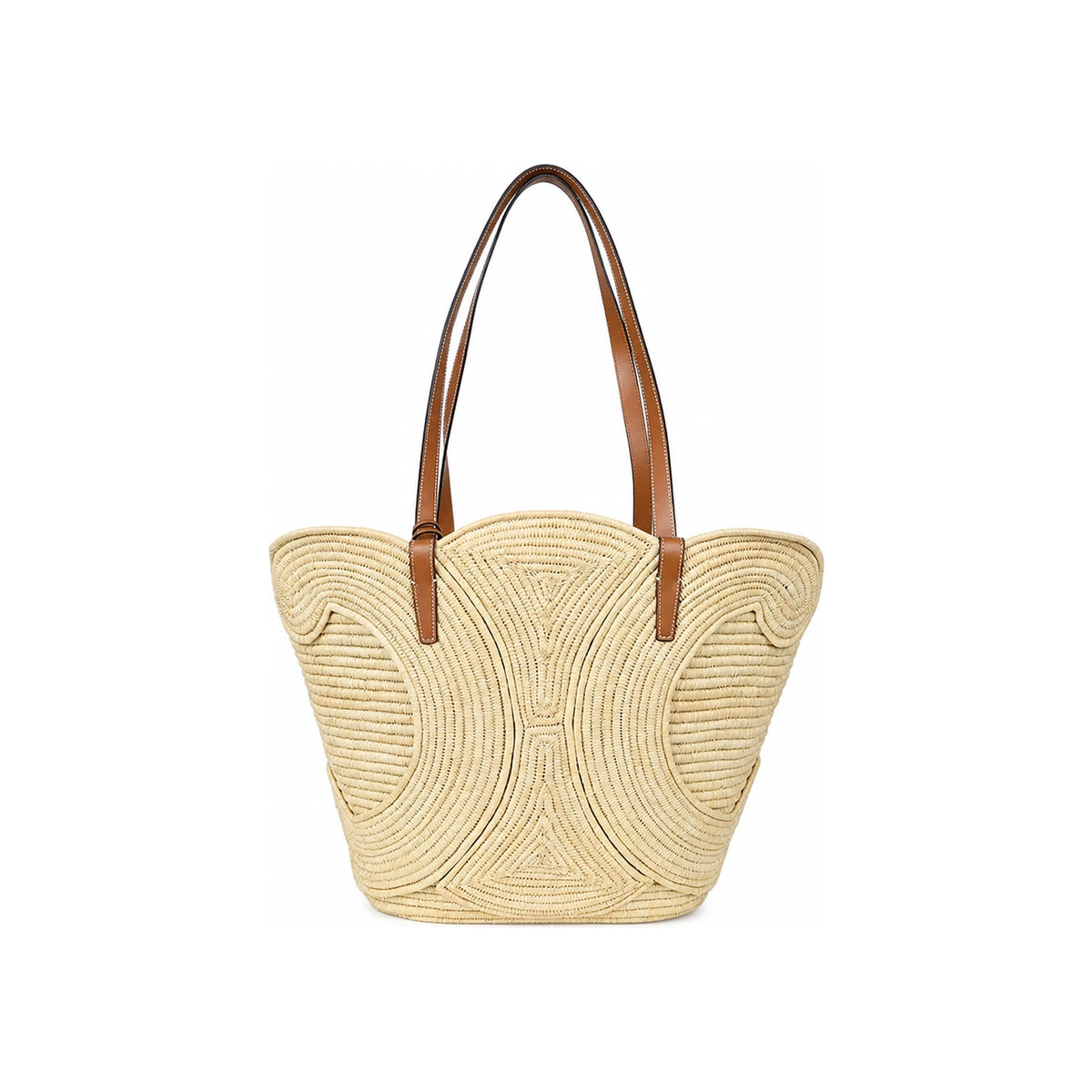 CELINE Medium Classic Panier Braided Triomphe Raffia Calfskin Tot 116982FWB 04LU