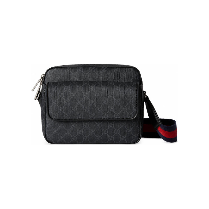 GUCCI GG Small Crossbody Bag Black Canvas Leather Trim