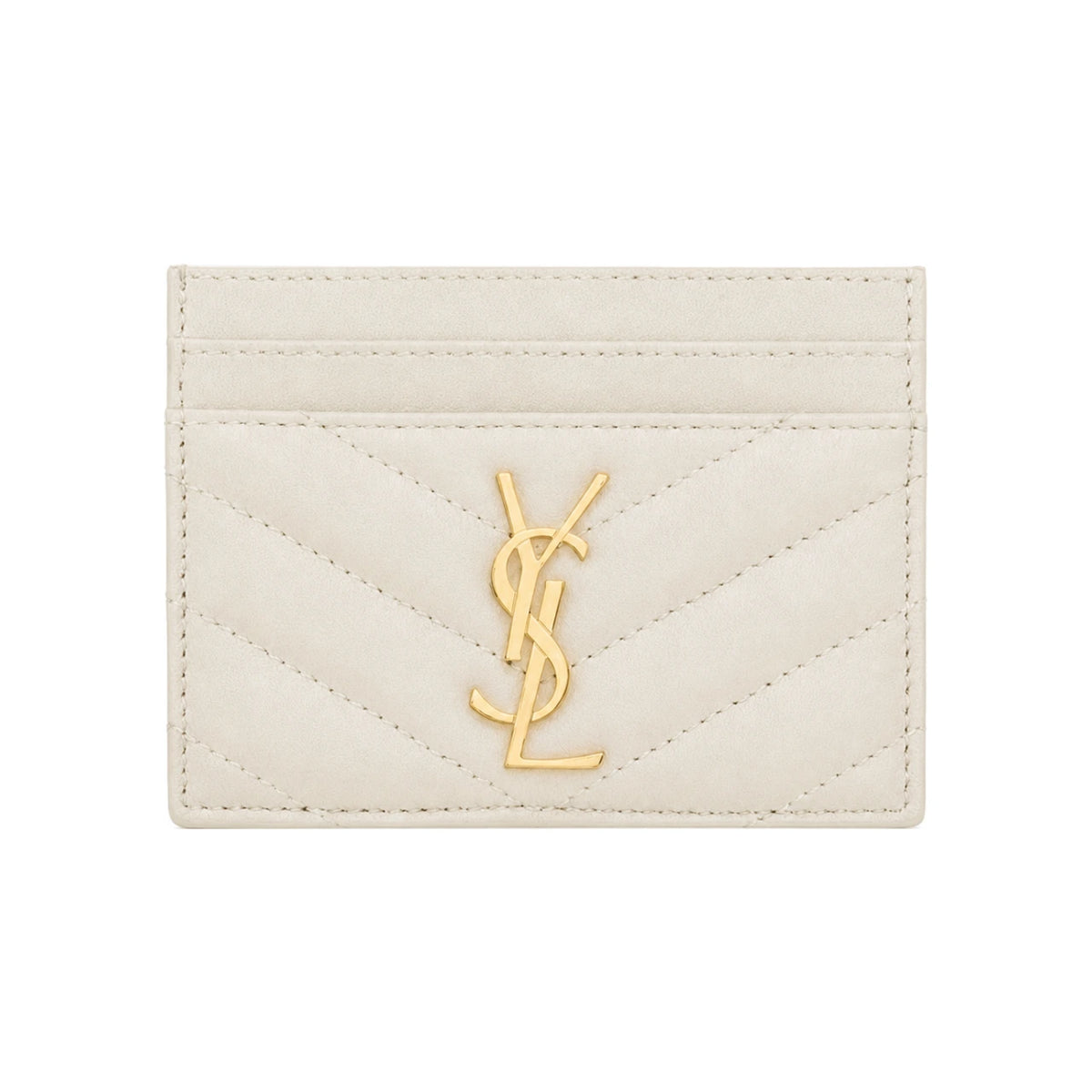 Saint Laurent Cassandre Matelassé Lambskin Card Case White