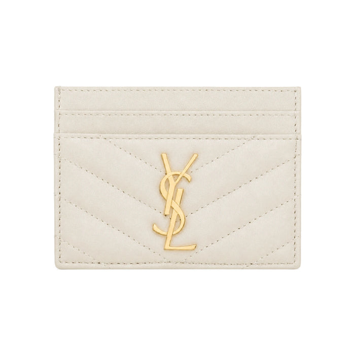 Saint Laurent Cassandre Matelassé Lambskin Card Case White