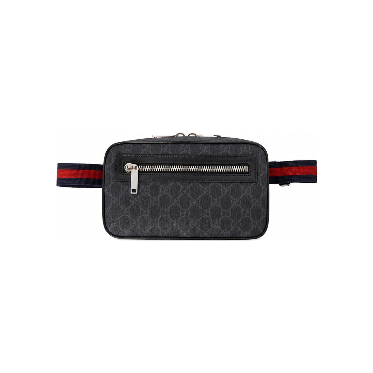 GUCCI GG Supreme Small Belt Bag Black Canvas Leather Hip Pack
