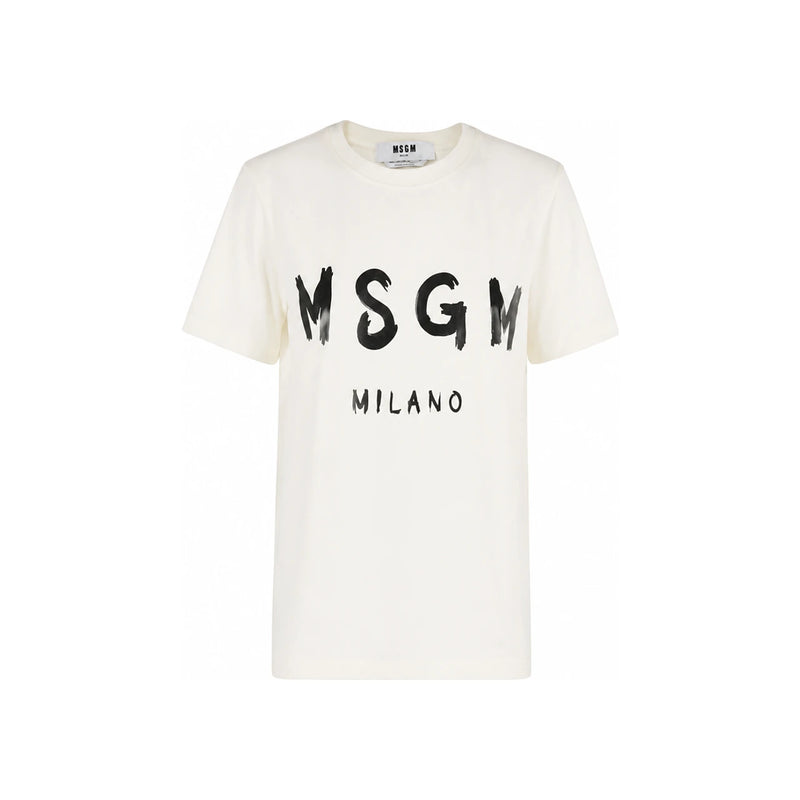 MSGM Brushed Logo Short Sleeve T-Shirt for Women