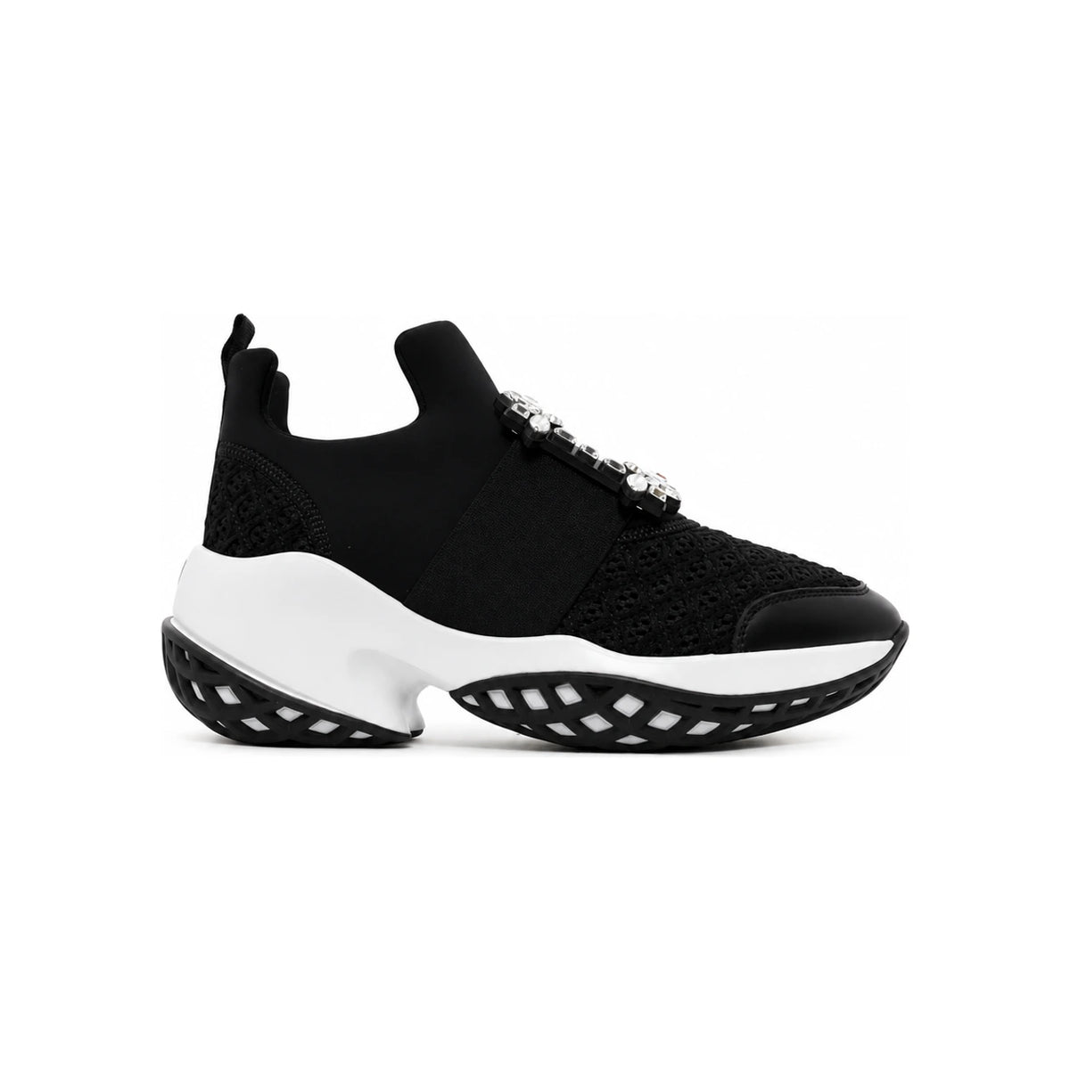 Roger Vivier Viv Run Strass Buckle Low-Top Sneakers Black Women