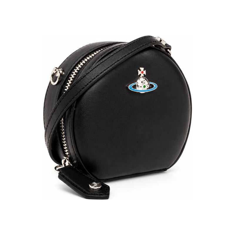 Vivienne Westwood Multi-Color Metal Nappa Mini Round Crossbody Bag Black