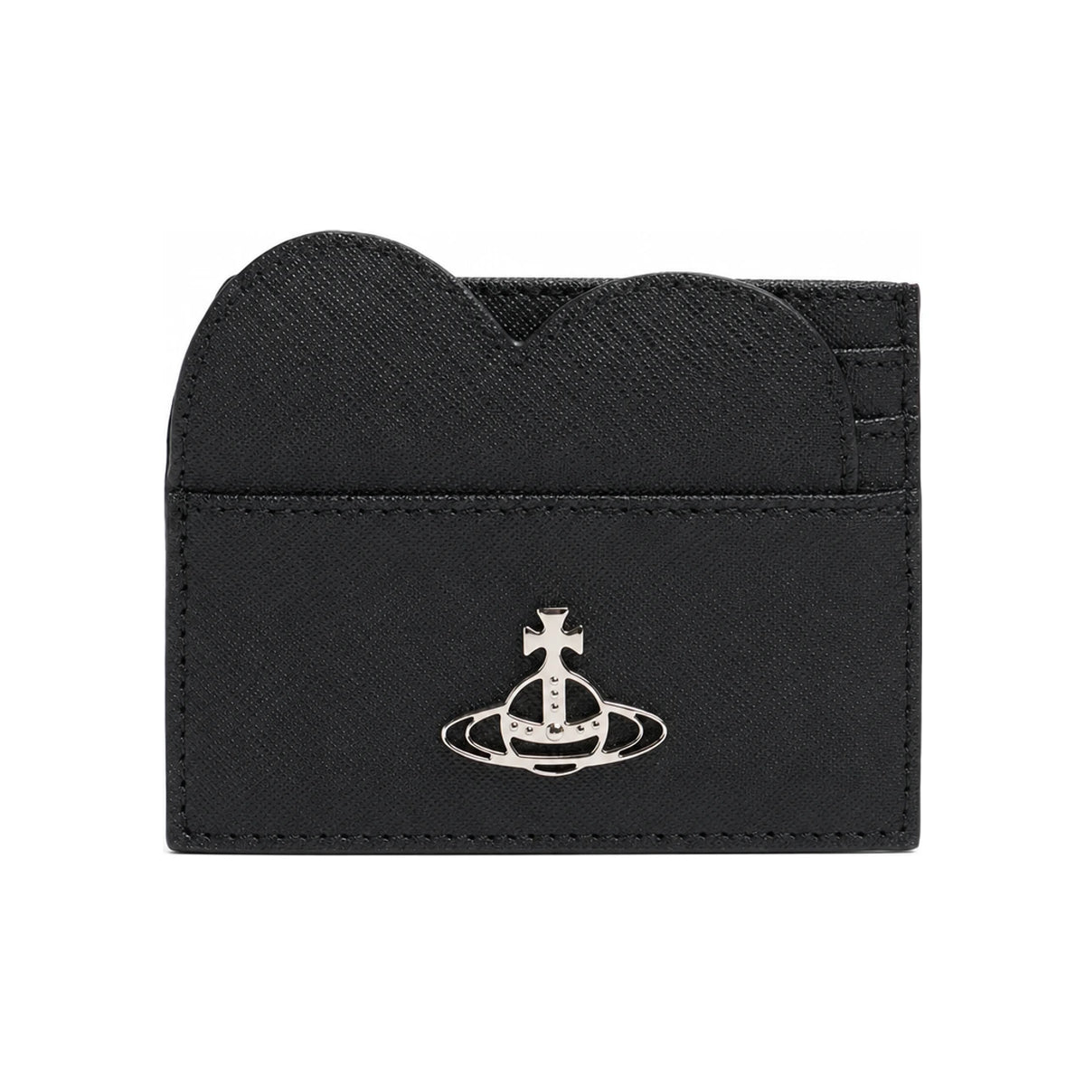 Vivienne Westwood Saffiano Leather Heart Card Holder Wallet Black