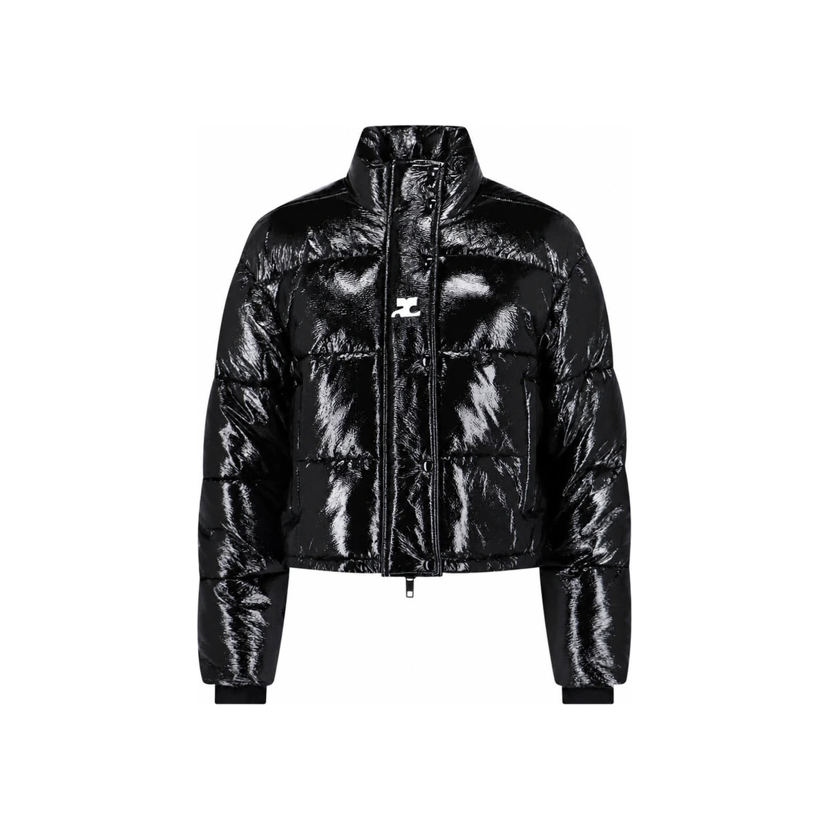 courreges Women’s Cropped Vinyl Puffer Jacket Black